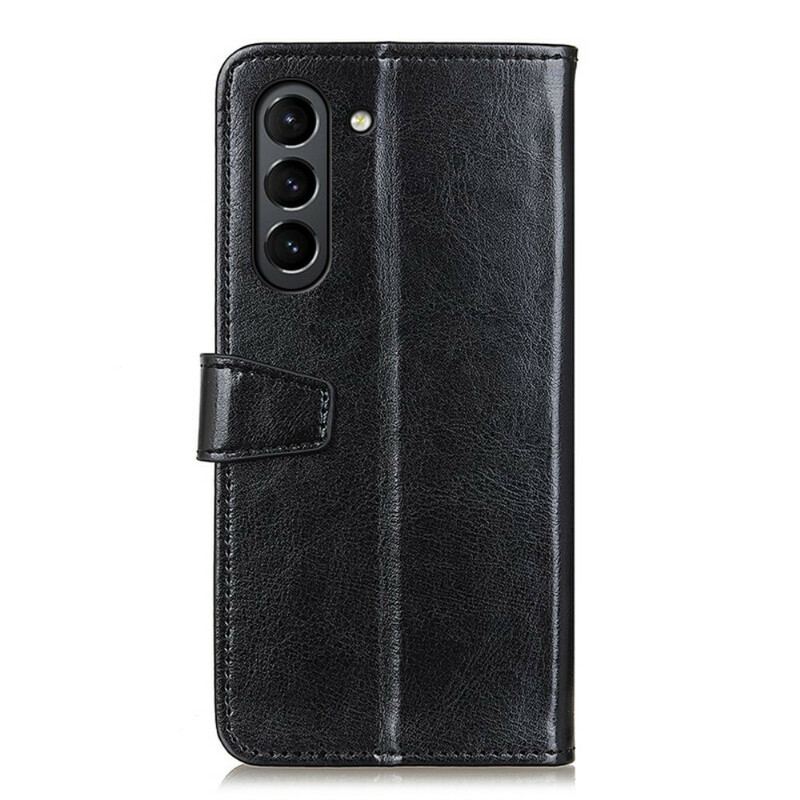 Capa Flip Para Samsung Galaxy S21 FE Efeito Couro Brilhante Simples