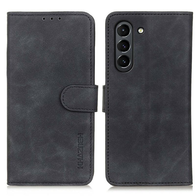 Capa Flip Para Samsung Galaxy S21 FE Efeito Couro Vintage Khazneh