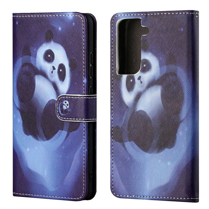 Capa Flip Para Samsung Galaxy S21 FE Espaço Panda