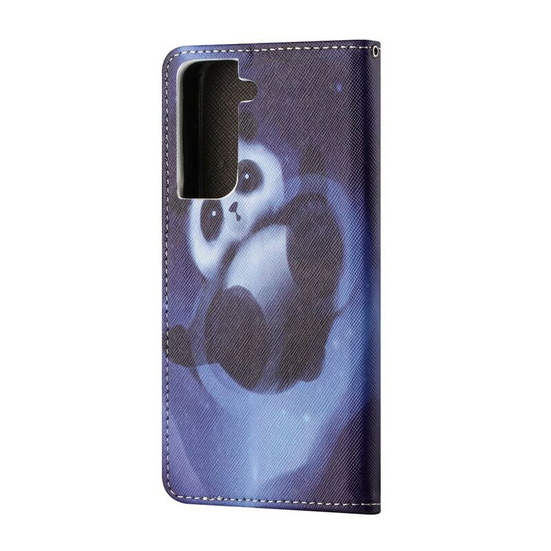 Capa Flip Para Samsung Galaxy S21 FE Espaço Panda