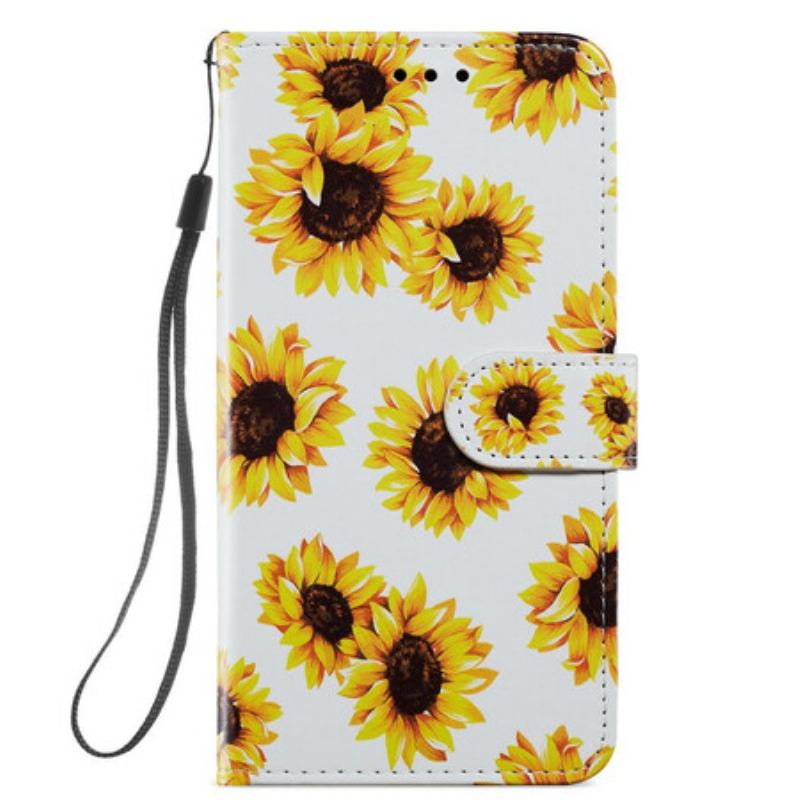 Capa Flip Para Samsung Galaxy S21 FE Girassóis