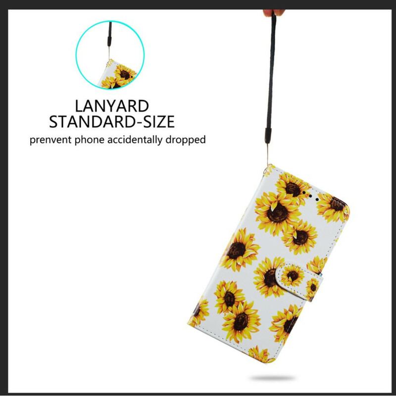Capa Flip Para Samsung Galaxy S21 FE Girassóis