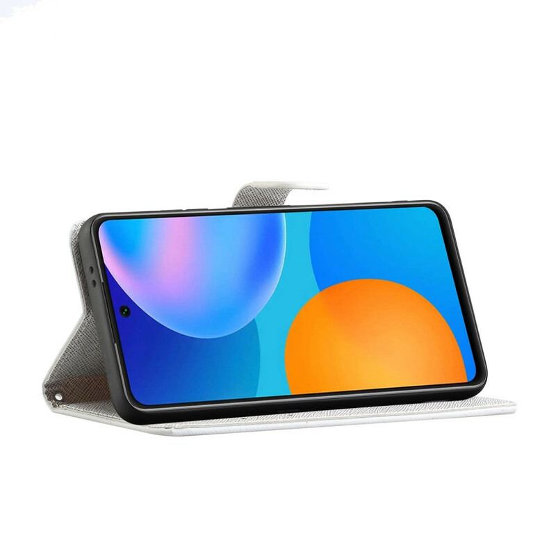 Capa Flip Para Samsung Galaxy S21 FE Lobo No Inverno Com Cordão