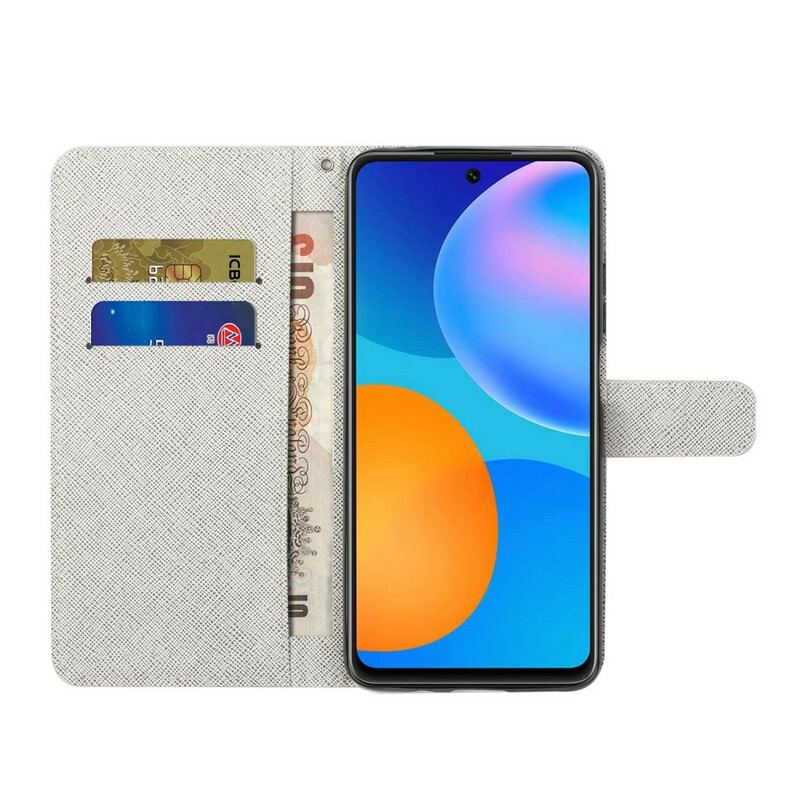 Capa Flip Para Samsung Galaxy S21 FE Lobo No Inverno Com Cordão