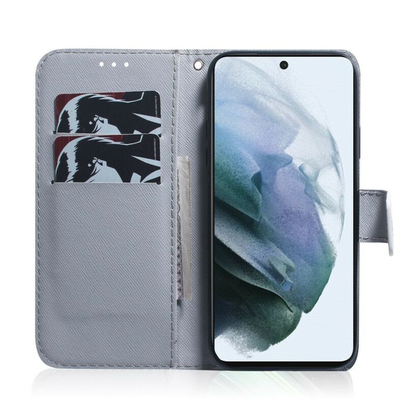 Capa Flip Para Samsung Galaxy S21 FE Ramo De Árvore Florido