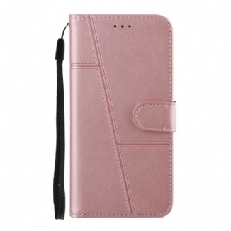 Capa Folio Para Samsung Galaxy S21 FE De Cordão Strappy Geo Leather Effect