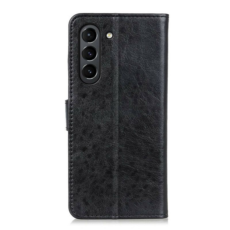 Capa Folio Para Samsung Galaxy S21 FE Couro Sintético Texturizado