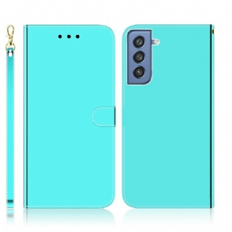Capa Folio Para Samsung Galaxy S21 FE Capa De Espelho De Couro Sintético