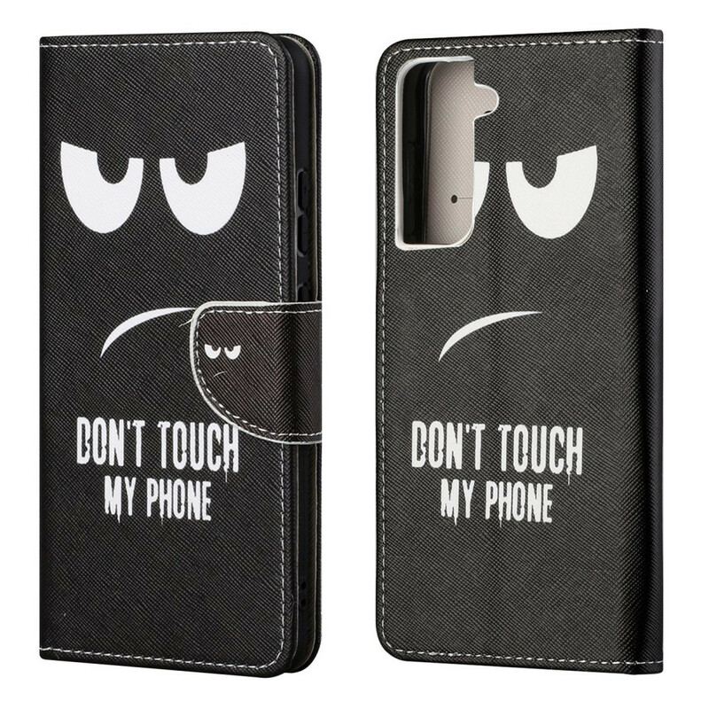 Capa Folio Para Samsung Galaxy S21 FE Não Toque No Meu Telefone
