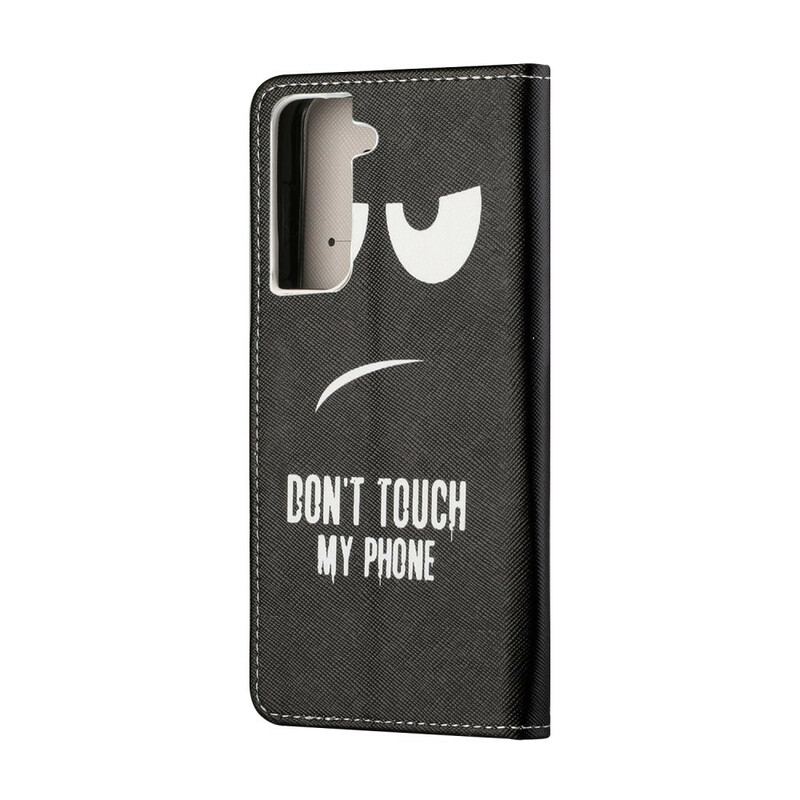 Capa Folio Para Samsung Galaxy S21 FE Não Toque No Meu Telefone