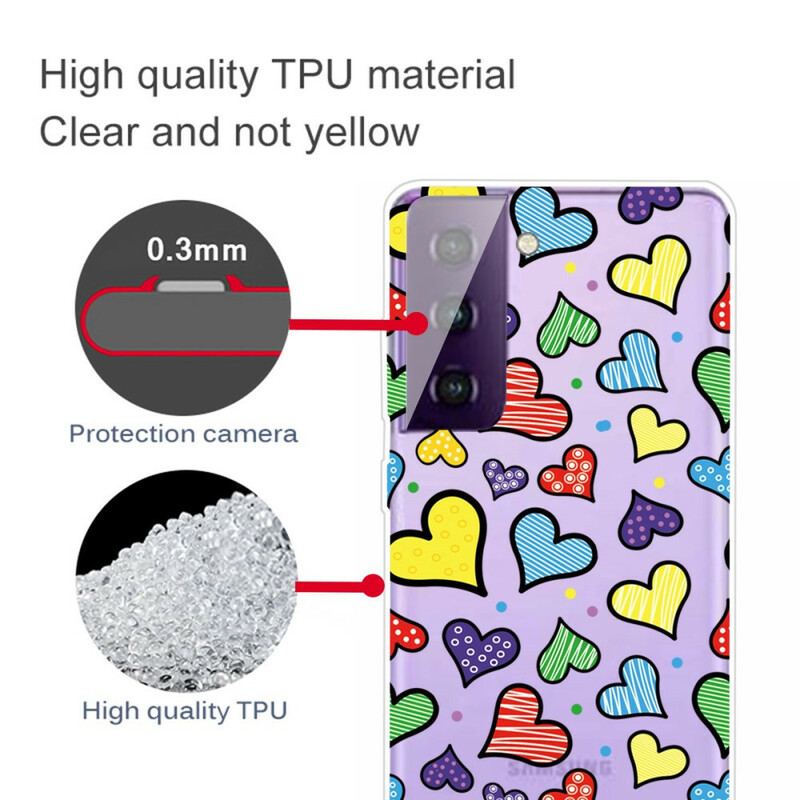 Capa Para Samsung Galaxy S21 FE Corações Multicoloridos