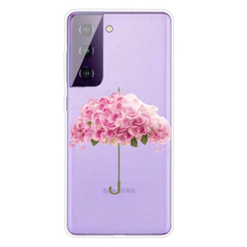 Capa Para Samsung Galaxy S21 FE Guarda-chuva Em Rosas