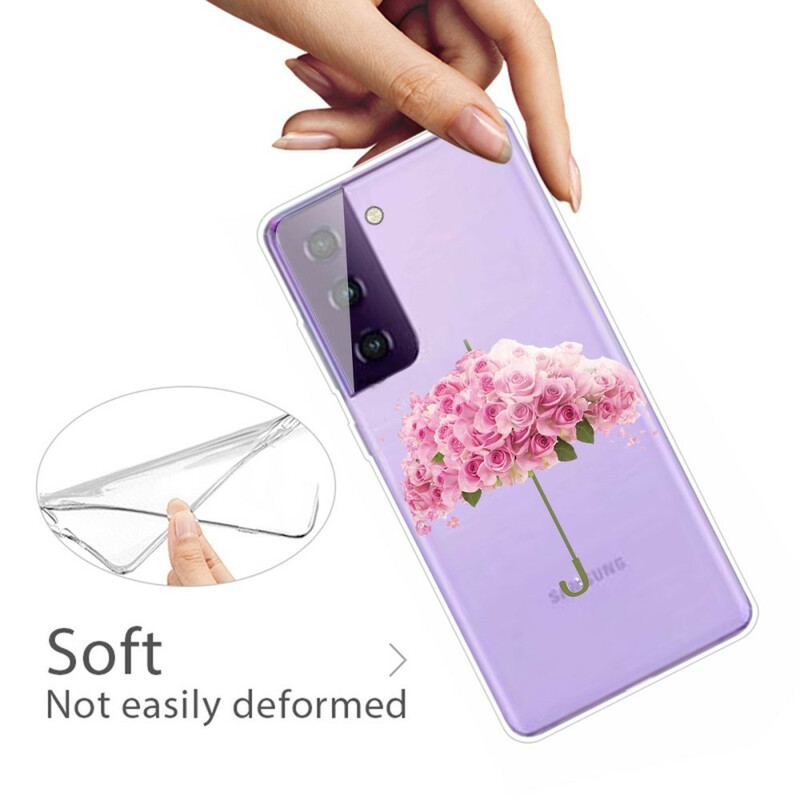 Capa Para Samsung Galaxy S21 FE Guarda-chuva Em Rosas