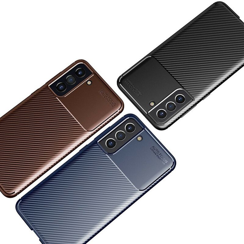 Capa Para Samsung Galaxy S21 FE Textura Flexível De Fibra De Carbono