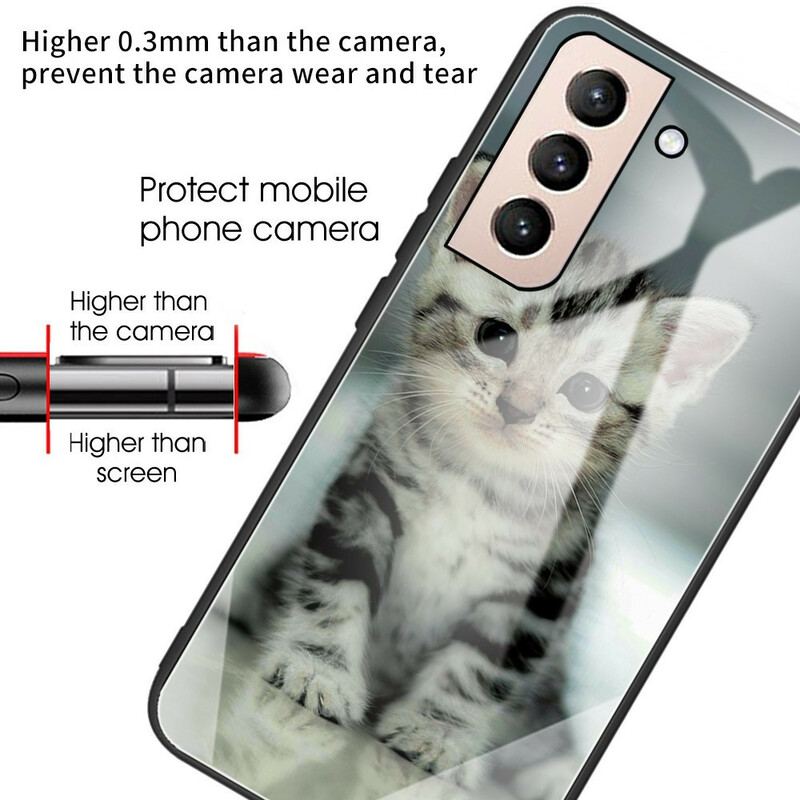 Capa Para Samsung Galaxy S21 FE Vidro Temperado Gatinho