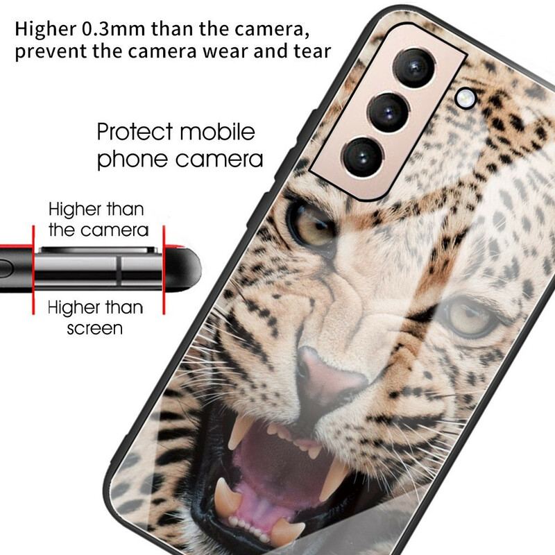 Capa Para Samsung Galaxy S21 FE Vidro Temperado Leopardo