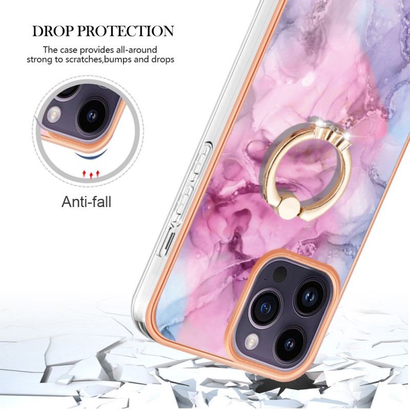 Capa De Celular Para iPhone 15 Pro Max Mármore Com Anel De Suporte