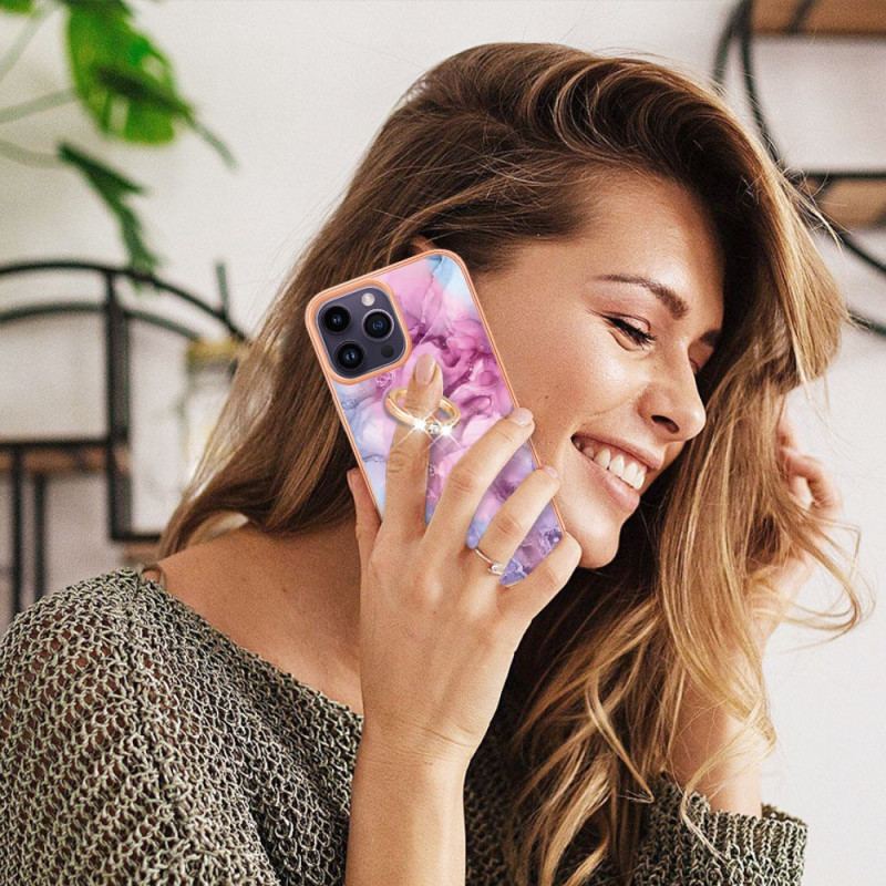 Capa De Celular Para iPhone 15 Pro Max Mármore Com Anel De Suporte