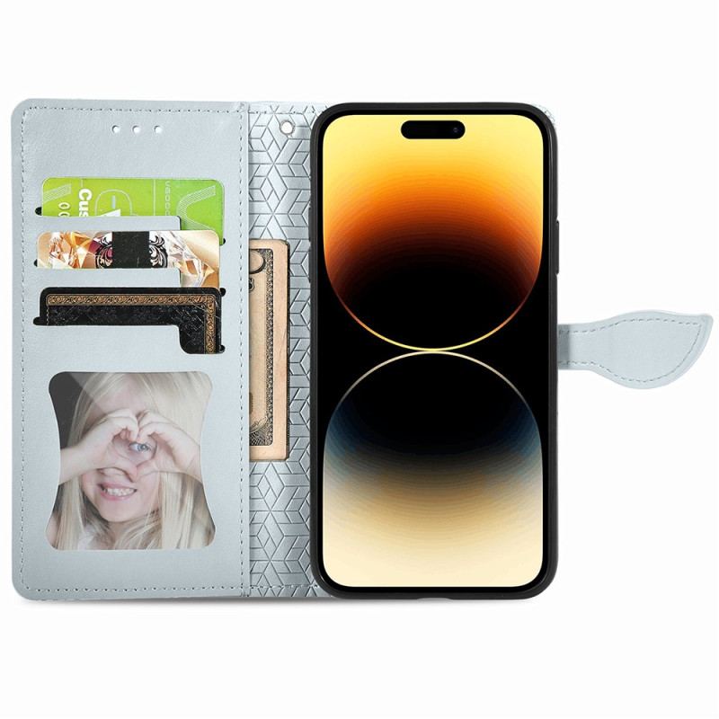 Capa Em Pele Para iPhone 15 Pro Max Folha Tribal