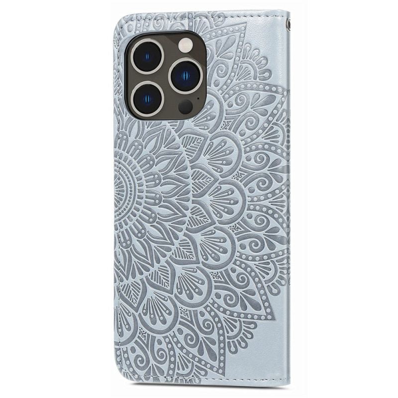 Capa Em Pele Para iPhone 15 Pro Max Folha Tribal