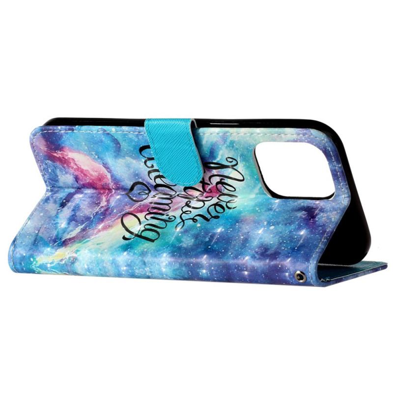 Capa Folio Para iPhone 15 Pro Max De Cordão Pulseira 3d Nunca Pare De Sonhar