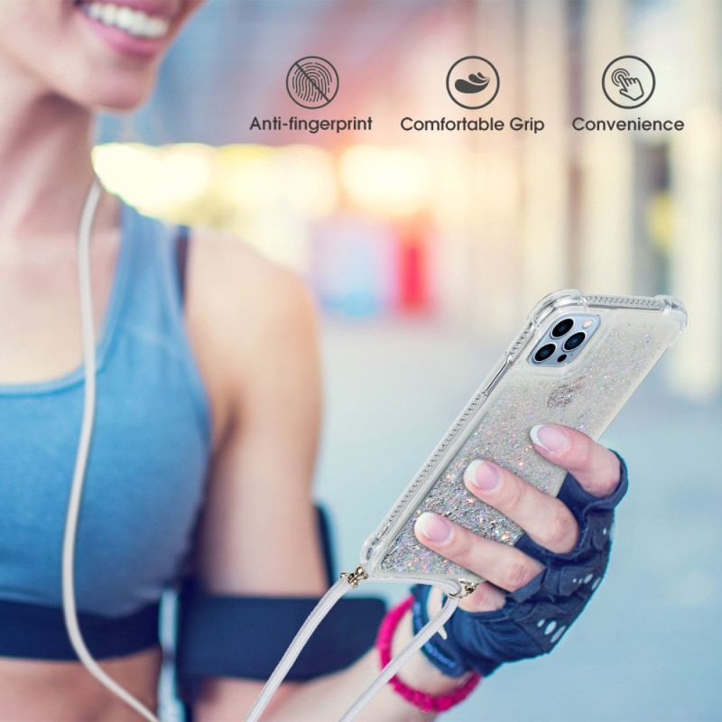Capa Para iPhone 15 Pro Max De celular Cordão De Lantejoulas