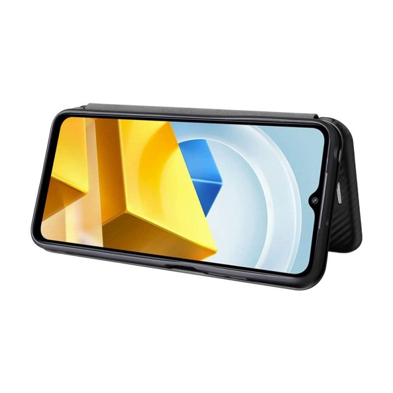 Capa De Celular Para Poco M5 Flip Fibra De Carbono