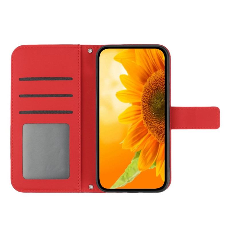 Capa Flip Para Poco M5 Girassol Com Alça De Ombro