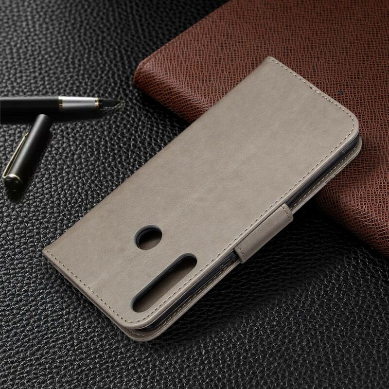 Capa De Couro Para Huawei Y7p Flip Borboletas E Aba Oblíqua