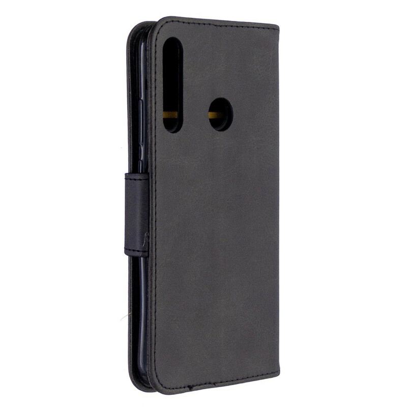 Capa De Couro Para Huawei Y7p Flip Retalho Liso Oblíquo