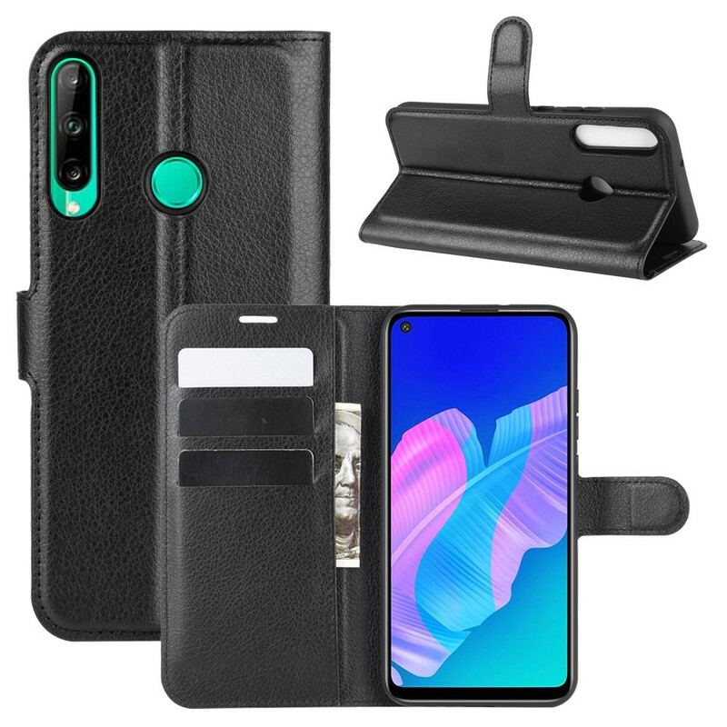 Capa De Couro Para Huawei Y7p Couro Sintético De Lichia Clássico