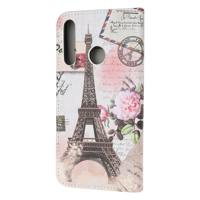 Capa Flip Para Huawei Y7p Torre Eiffel Retrô