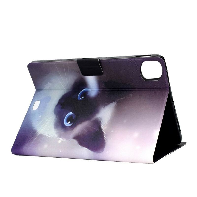 Capa Em Pele Para iPad Pro 11" (2022) Gato De Olhos Azuis