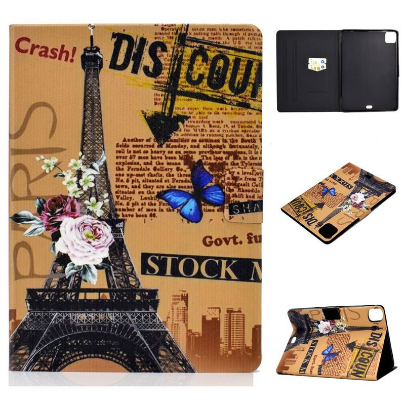 Capa Flip Para iPad Pro 11" (2022) Torre Eiffel Floral