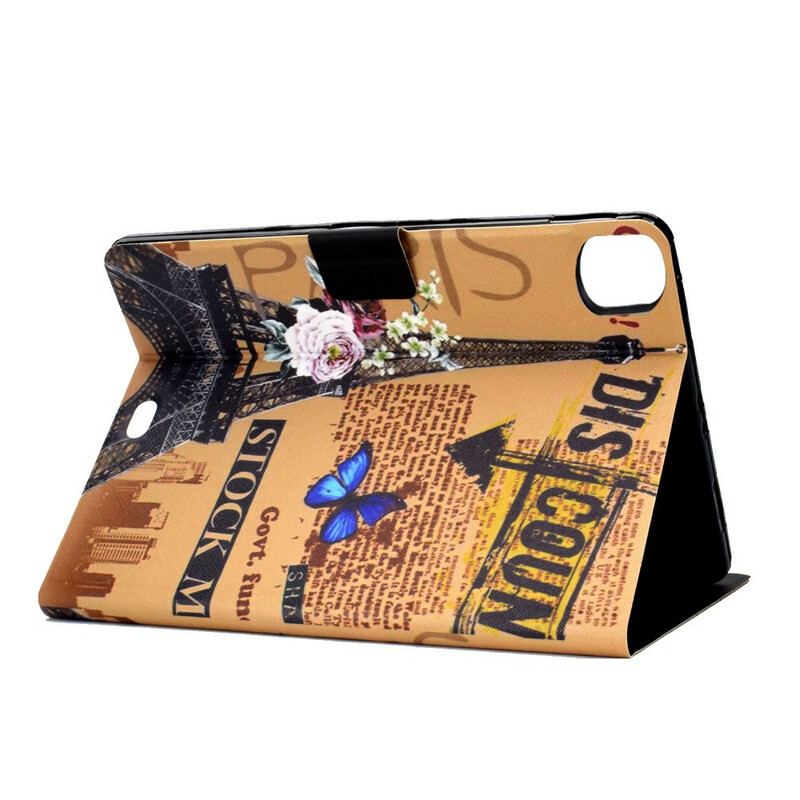 Capa Flip Para iPad Pro 11" (2022) Torre Eiffel Floral