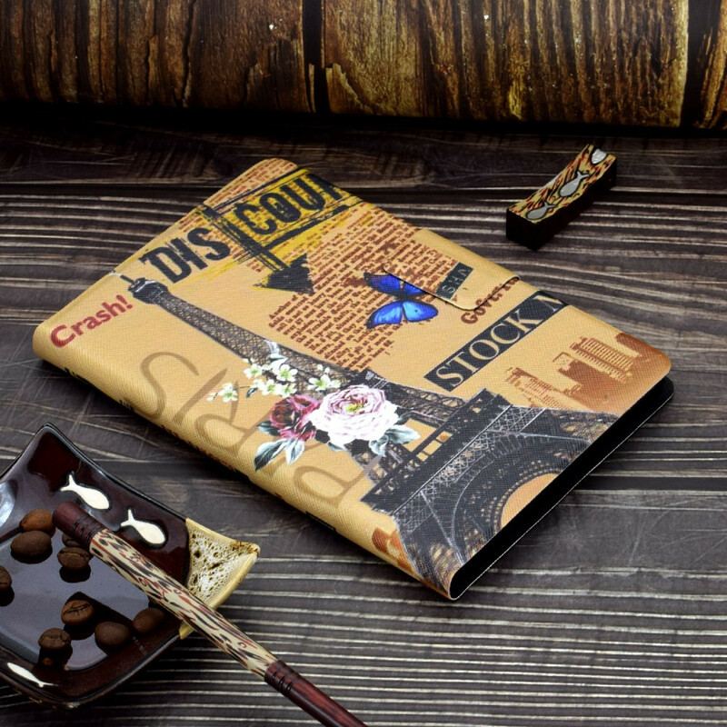 Capa Flip Para iPad Pro 11" (2022) Torre Eiffel Floral