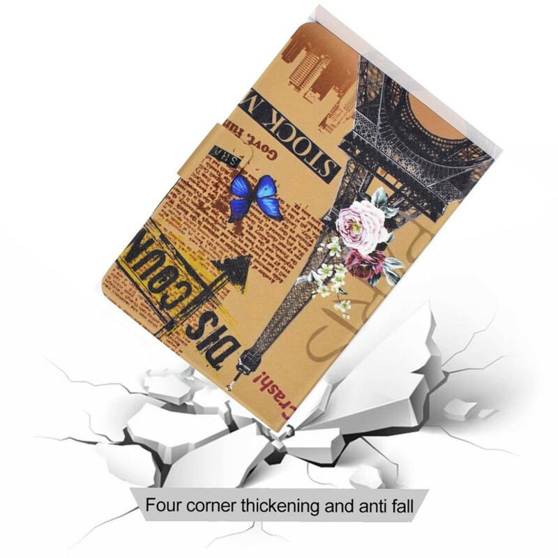 Capa Flip Para iPad Pro 11" (2022) Torre Eiffel Floral