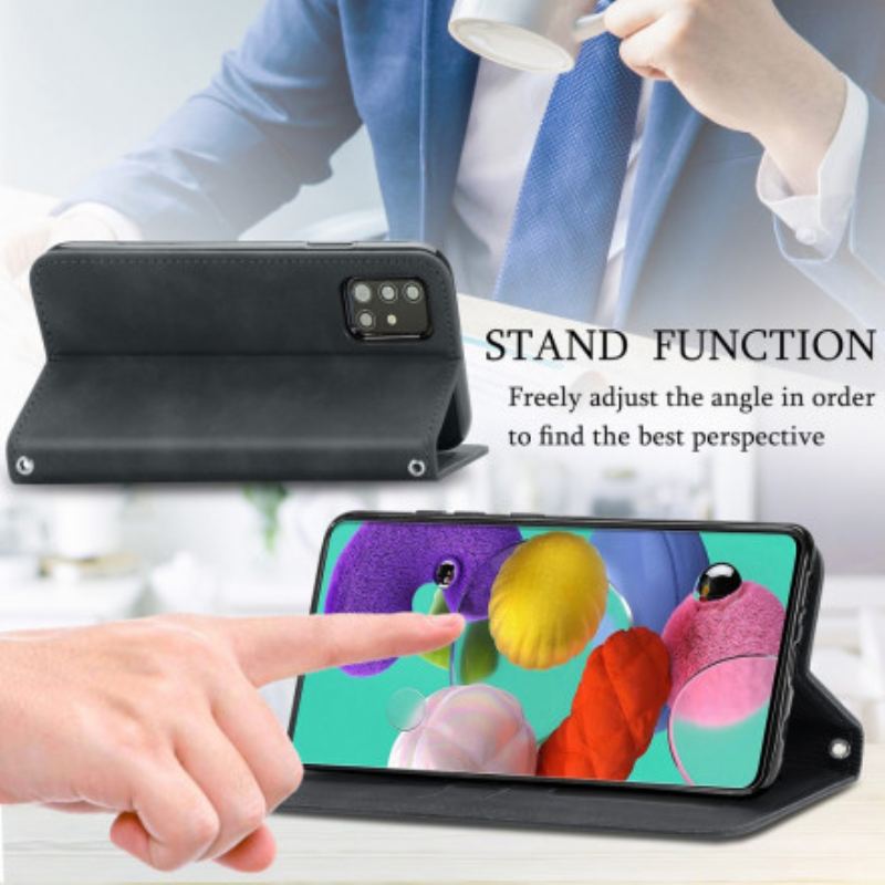 Capa De Celular Para Samsung Galaxy A51 5G Flip Couro Falso Vintage