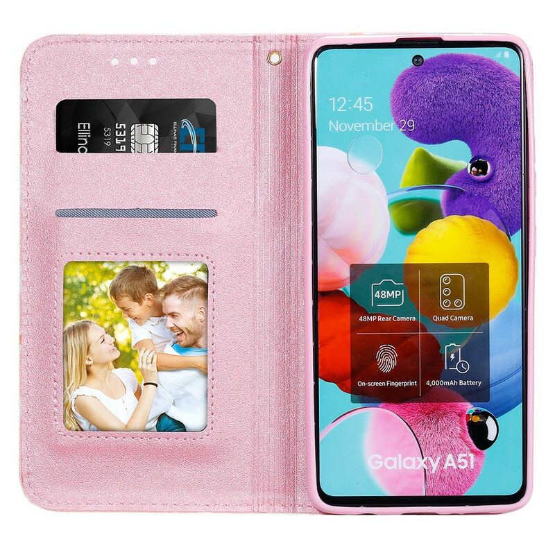 Capa De Celular Para Samsung Galaxy A51 5G Flip Margaridas De Couro Falso