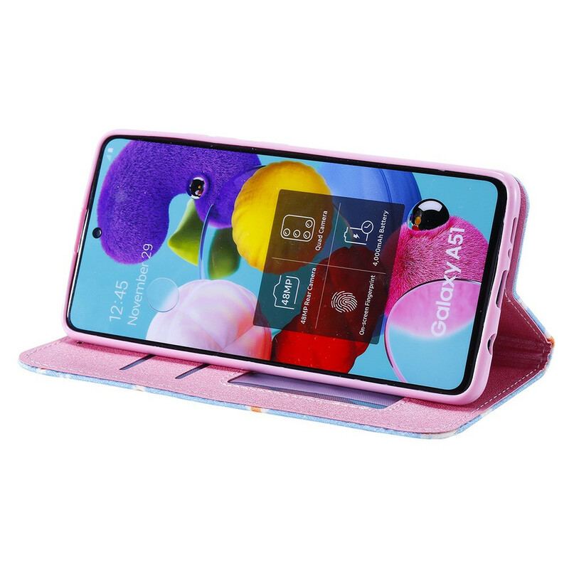 Capa De Celular Para Samsung Galaxy A51 5G Flip Margaridas De Couro Falso