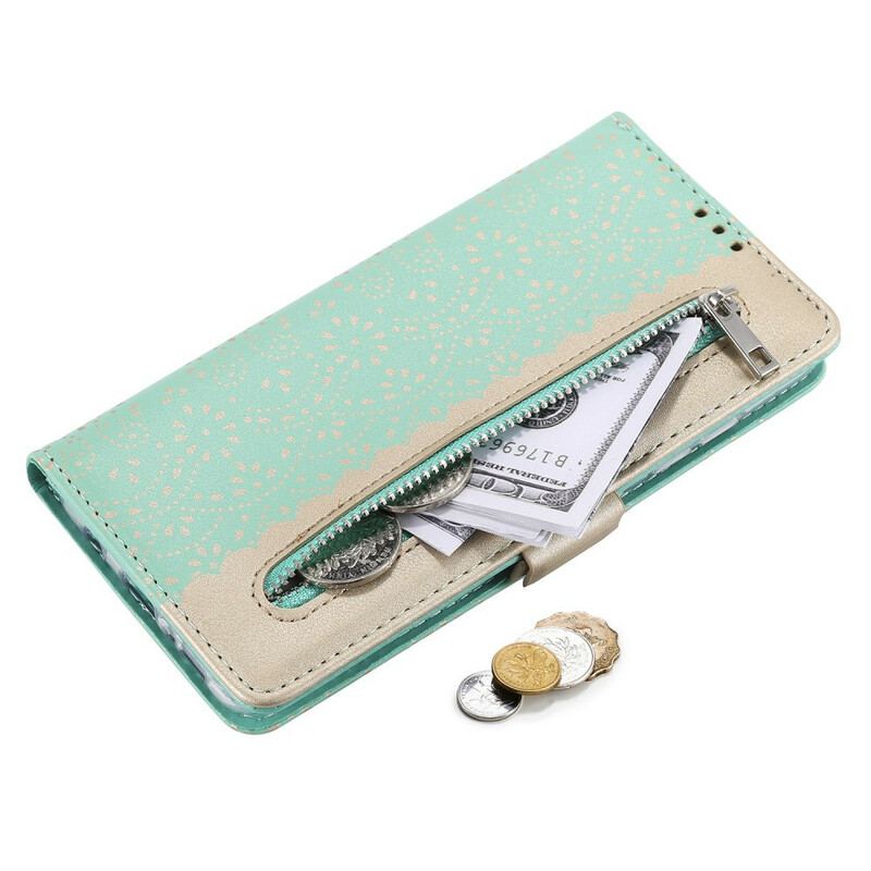 Capa Flip Para Samsung Galaxy A51 5G De Cordão Bolsa De Moedas Com Alça De Renda