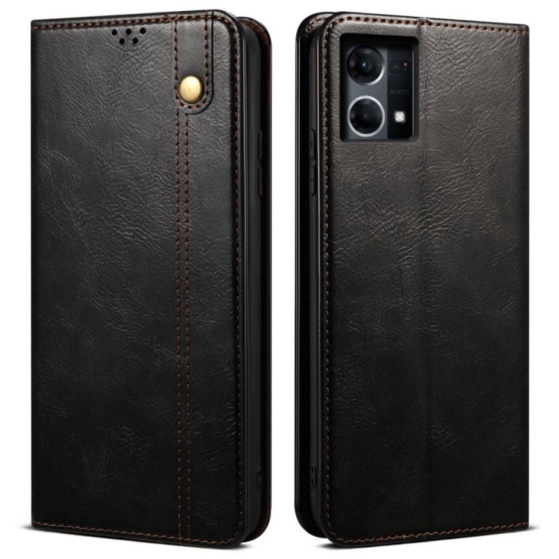 Capa De Celular Para Oppo Reno 7 Flip Couro Sintético Encerado