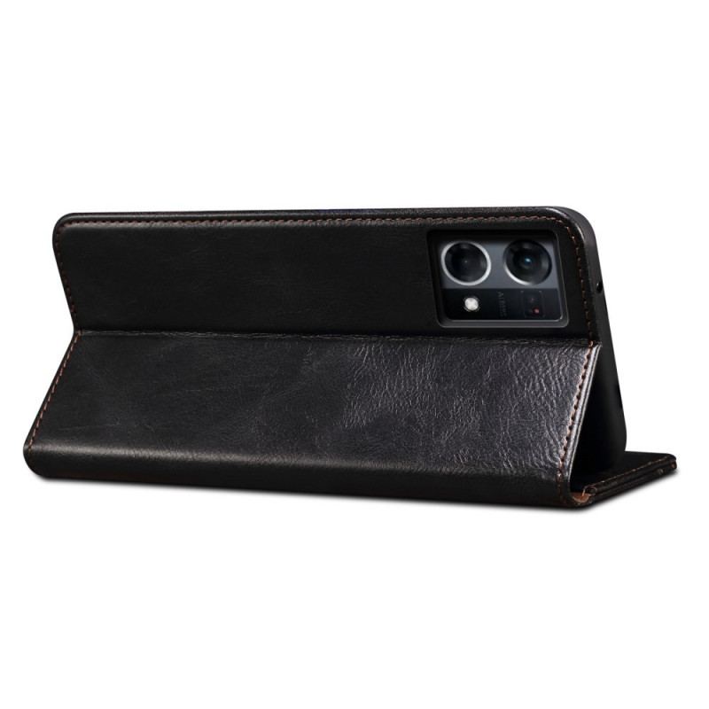 Capa De Celular Para Oppo Reno 7 Flip Couro Sintético Encerado