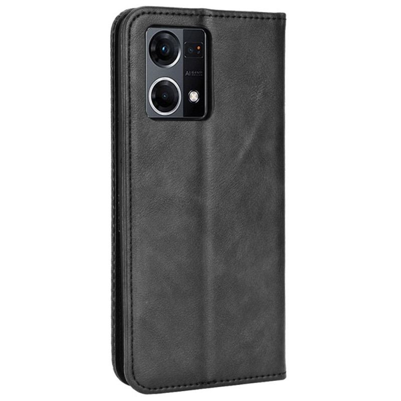 Capa De Celular Para Oppo Reno 7 Flip Estilo De Couro Estilizado