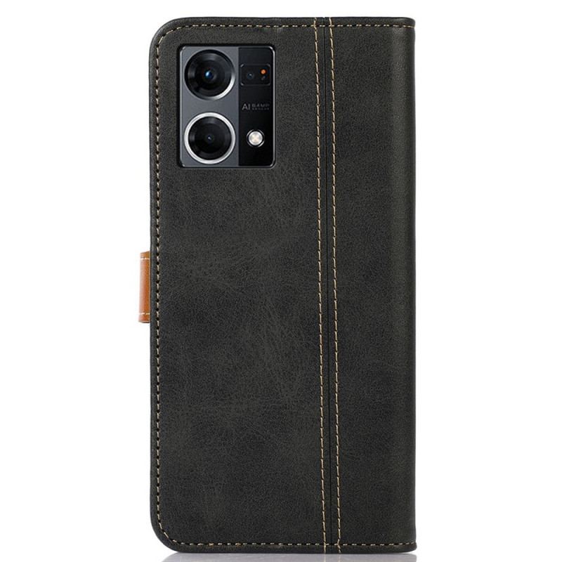 Capa De Couro Para Oppo Reno 7 Com Alça