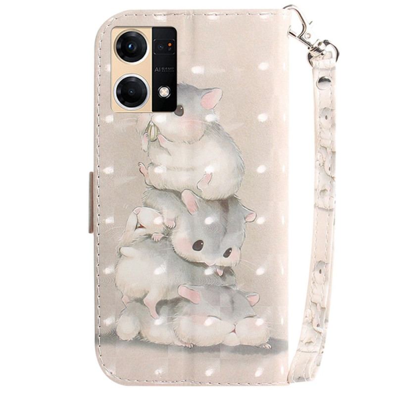 Capa De Couro Para Oppo Reno 7 De Cordão Hamsters Tanga