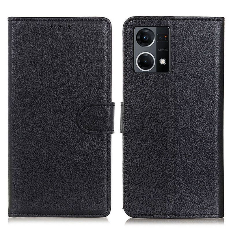 Capa De Couro Para Oppo Reno 7 Estilo Tradicional De Couro Lichia