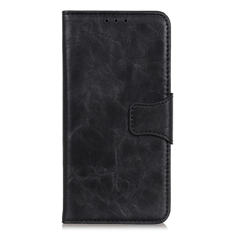 Capa De Couro Para Oppo Reno 7 Fecho Reversível De Couro Rachado