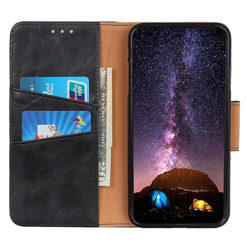 Capa De Couro Para Oppo Reno 7 Fecho Reversível De Couro Rachado