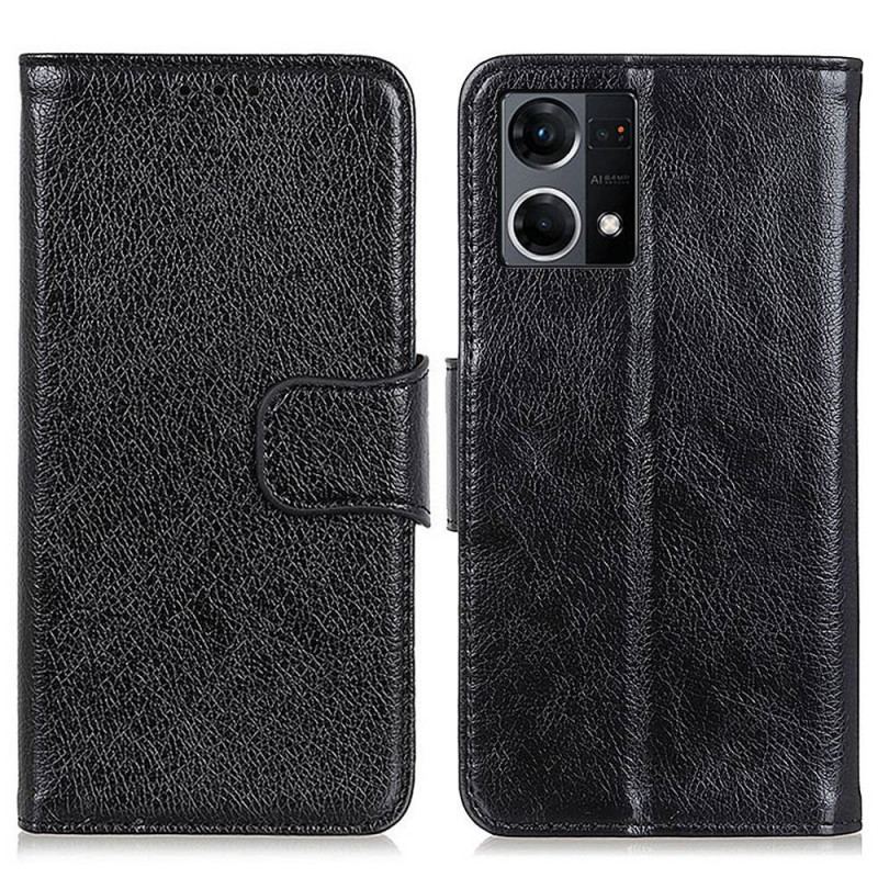 Capa De Couro Para Oppo Reno 7 Couro Nappa Dividido